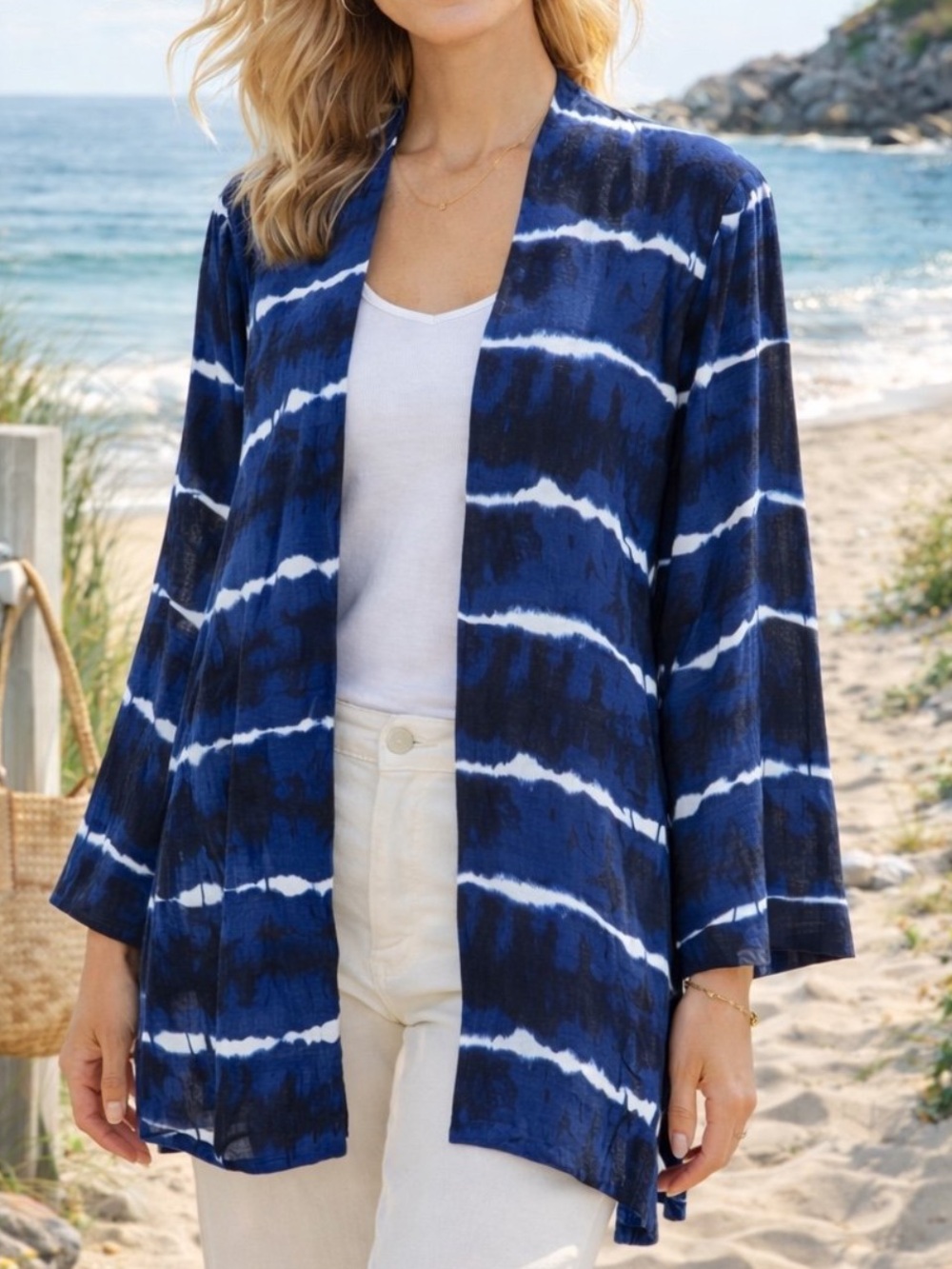 Tie dye kimono long bell sleeve open summer cardigan xxl